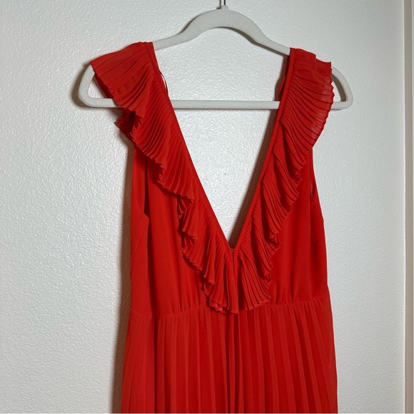 Zara Red Ruched Ruffled Maxi Sundress - Picture 5 of 6